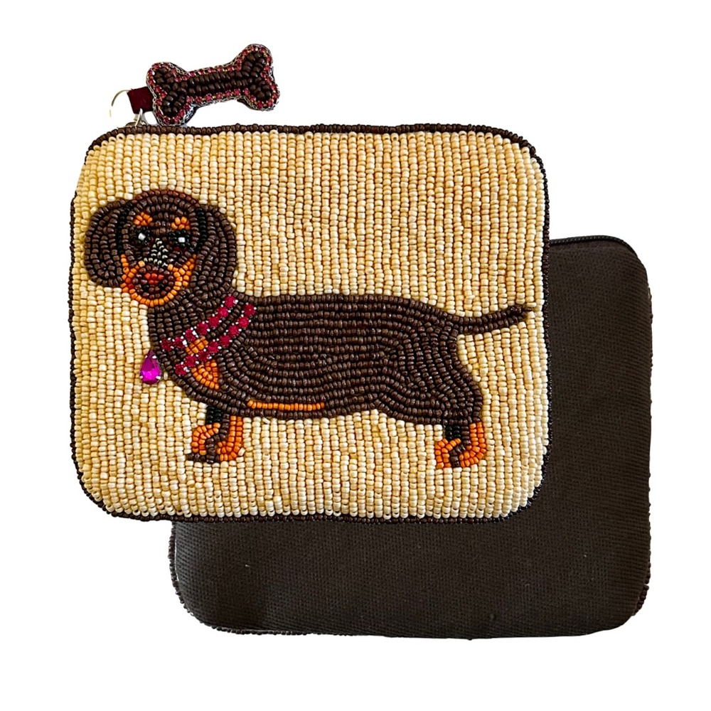 Dachshund Coin Purse, Dog Beaded Bag Lily Posh - Picture 2 of 4